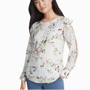 WHBM Floral‎ White Blouse